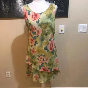 A Wild Thyme Nautical Sheer Layered Floral Lined Pullover Dress-Size 14